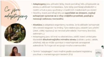 Odborný výklad farmaceutky o&nbsp;adaptogenech, mechanismu alostázy a&nbsp;zvládání stresu pro&nbsp;kurz hormonální jógy certifikované lektorky Martiny Bajerové.