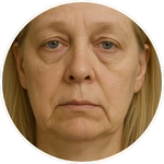 Ucelený portrét obličeje s přirozenými linkami vytvořený pomocí umělé inteligence (AI) pro online program Facelift Yoga Experience od certifikované lektorky Martiny Bajerové.