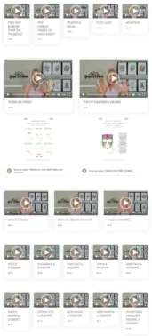 Detailní náhled do členské sekce kurzu Facelift Yoga Experience od certifikované lektorky Martiny Bajerové s přehledem videolekcí o anatomii, stárnutí a technikách FACE & EYE YOGA.