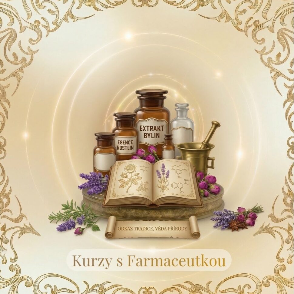 Detail historických lékopisů a bylinných esencí pro kurzy přírodní kosmetiky s farmaceutkou.