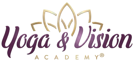 Logo Yoga & Vision Academy® v&nbsp;luxusním zlato-fialovém provedení se symbolem lotosu. Označení mezinárodního vzdělávacího institutu Martiny Bajerové pod ochrannou známkou.