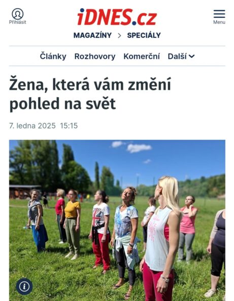 Článek o&nbsp;Martině Bajerové na&nbsp;iDNES.cz: Žena, která vám změní pohled na&nbsp;svět skrze metodu oční jógy. Zdroj: iDNES.cz.